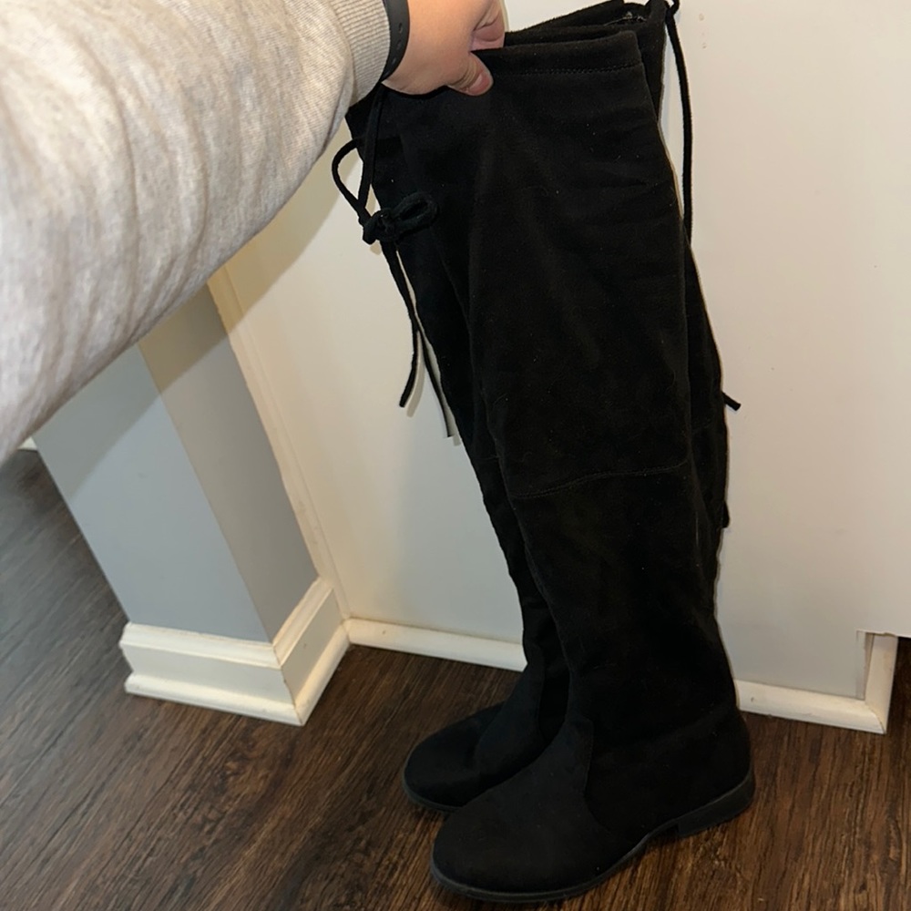 Journee Collection knee high black suede boots. Worn once